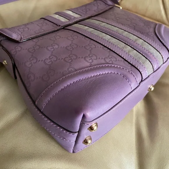 Gucci GG Embossed Guccissima Leather Treasure Bag Lavender Lock/Key Chain COA - Picture 10 of 15